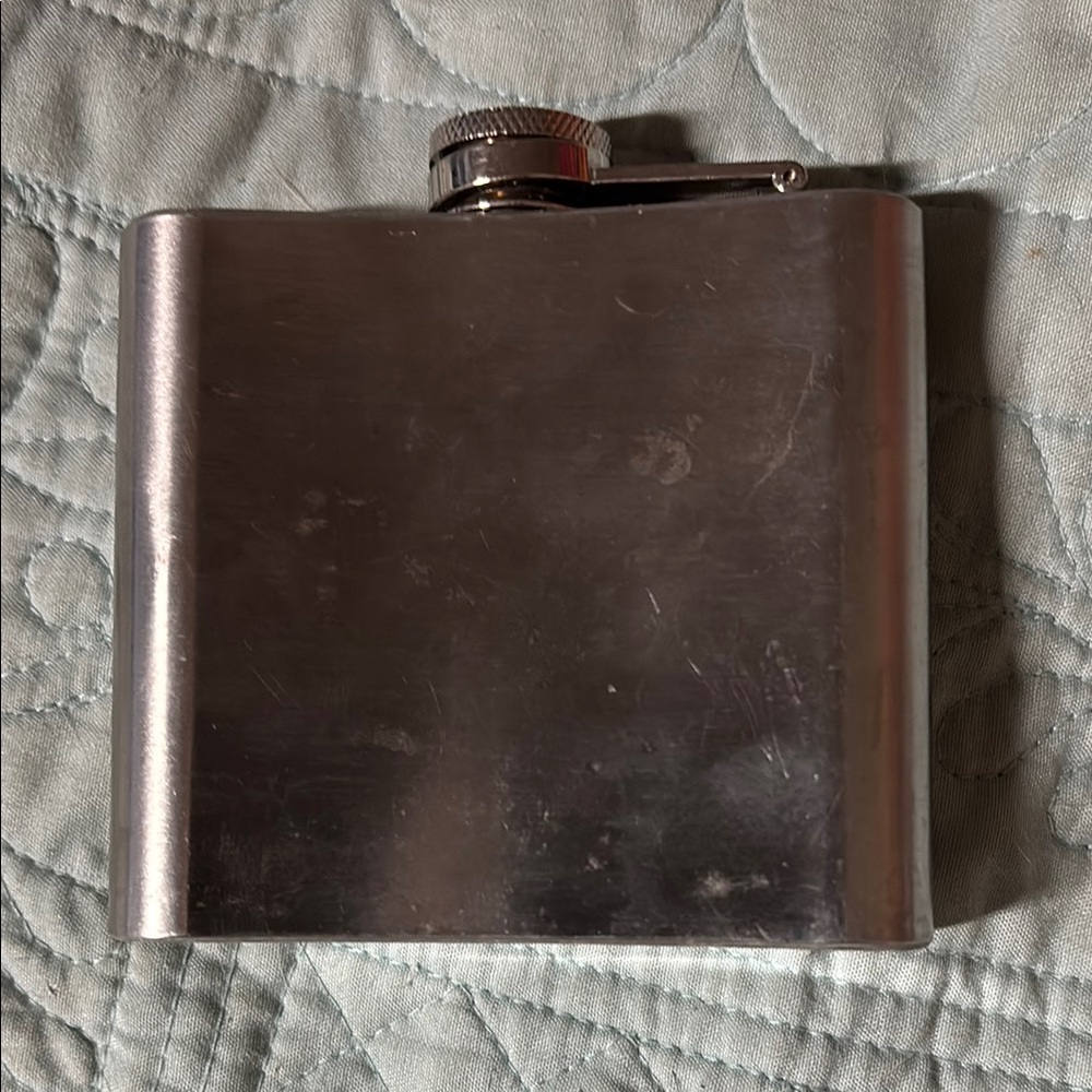 Engraved Silver Hip Flask - Picture 2 of 5